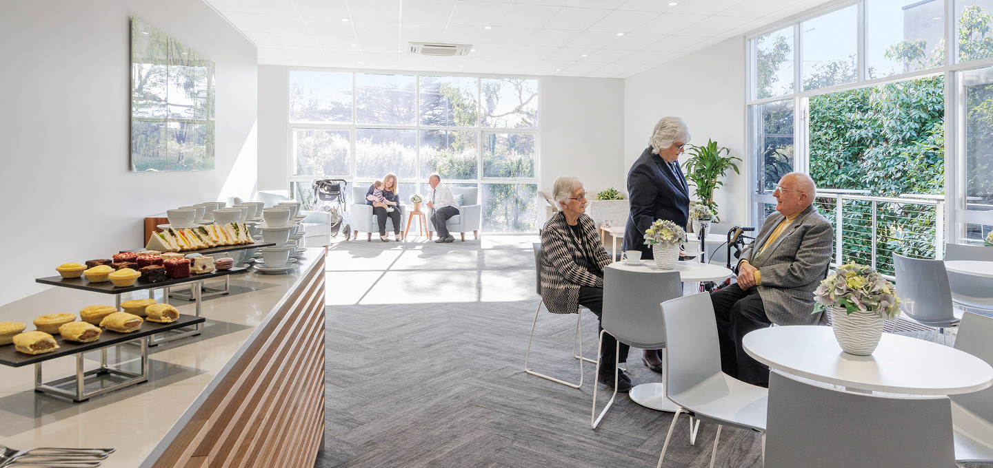 People sitting in a refreshment room